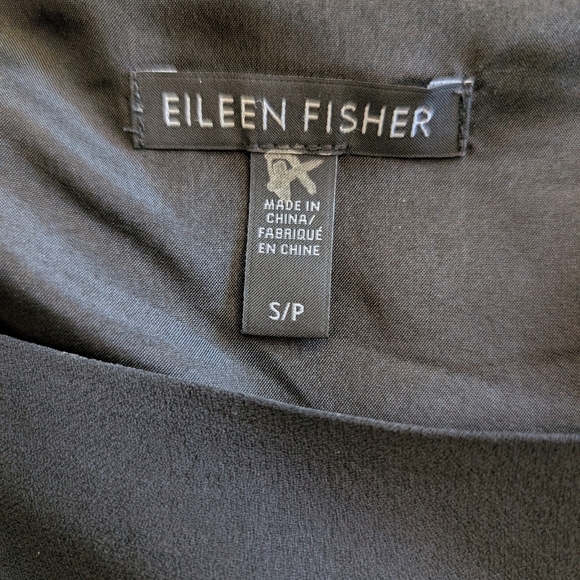 Eileen Fisher Womens Small Sleeveless Dress 100% Silk Black Classic Contemporary - Picture 6 of 7
